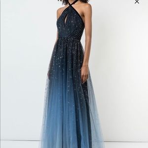 Marchesa Notte glitter ombré dress